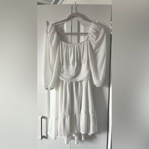 White Flowy Tie-back Dress